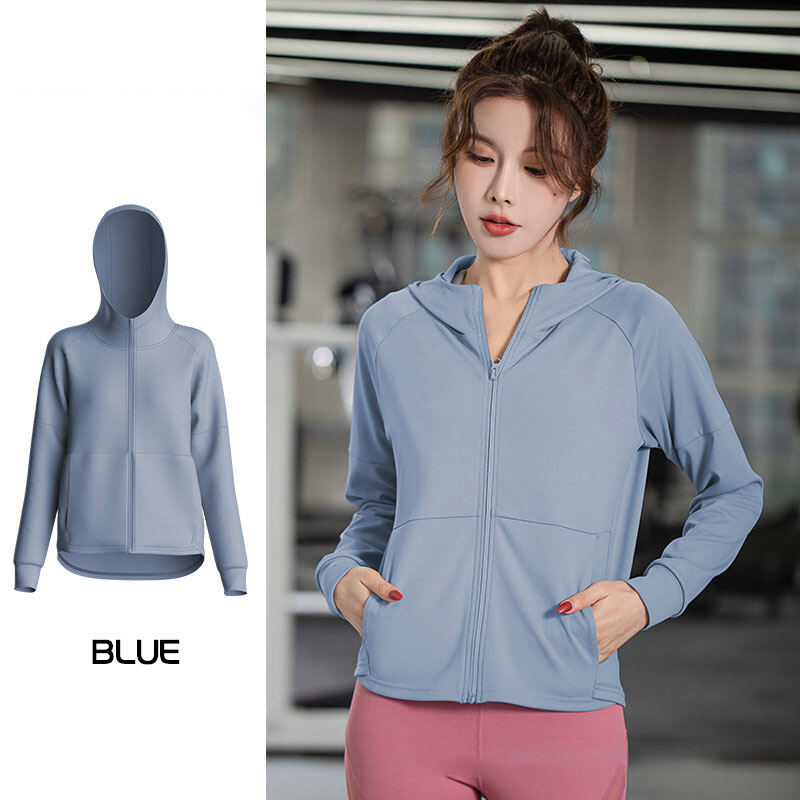Sportswear, loose top, yoga wear, fitness running training wear, quick-dry hooded cardigan, sports jacket