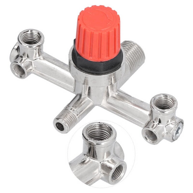 Air Compressor Switch Tube Double Outlet Metal Valve Pressure Nonadjustable Fitting Accessory