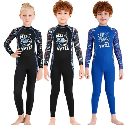 One Piece Kids 2.5mm Wetsuit Long Sleeve Swim Skin Suit Dive Diving Swimming Suit for Boys Girls Swimsuit Swimwear