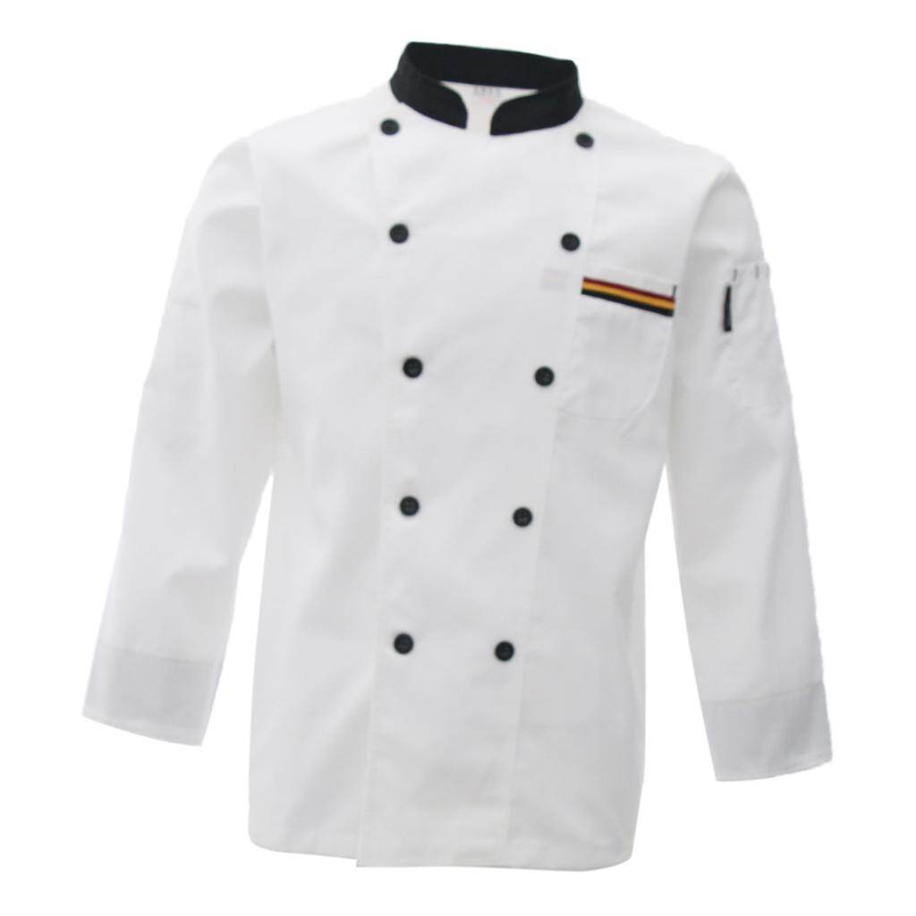 Dovewill Unisex Chef Uniform Long Sleeve Double Breast Cook Chef Jacket Coat White