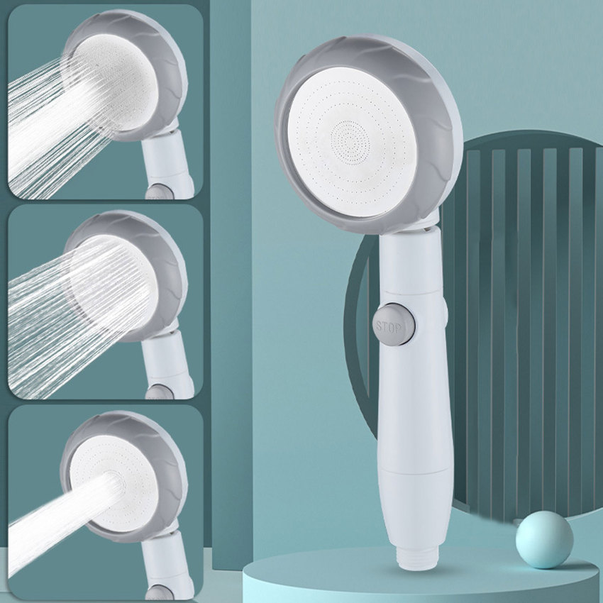 High Pressure Three-modes Shower Head, Pressurized Large Outlet Water Saving Shower Nozzle,Household Hand Bath Shower