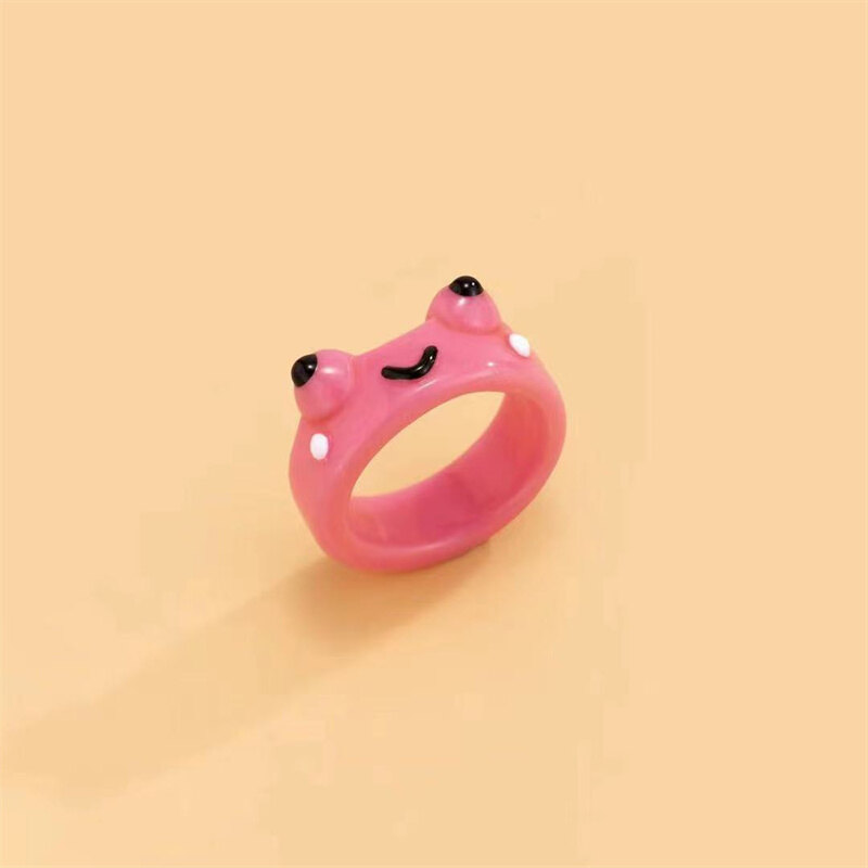 2pcs Ladies Girl Resin Frog Ring Animal Jewelry Ladies Fashion Travel Jewelry Gift