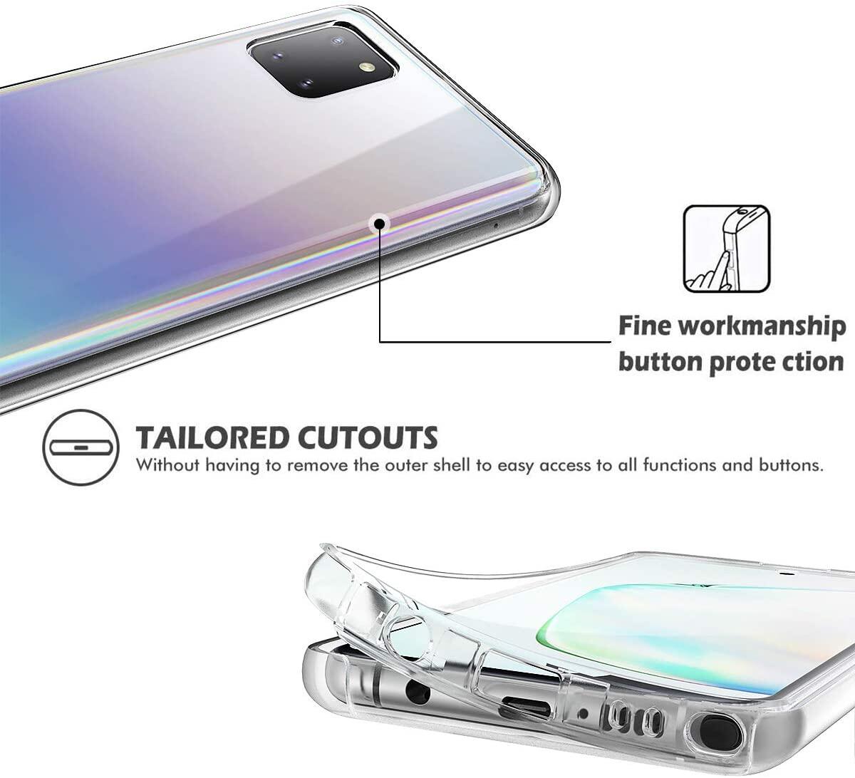 Ốp Cho Samsung Galaxy Note 10 Lite 360 Độ [Pha Lê Trong Suốt] Ốp Trong Suốt Toàn Thân Trước Và Sau Ốp Bảo Vệ Màn Hình Bằng Silicon Và Nhựa Siêu Mỏng Ốp Bảo Vệ SM-N770F Cho Samsung Note 10 Lite