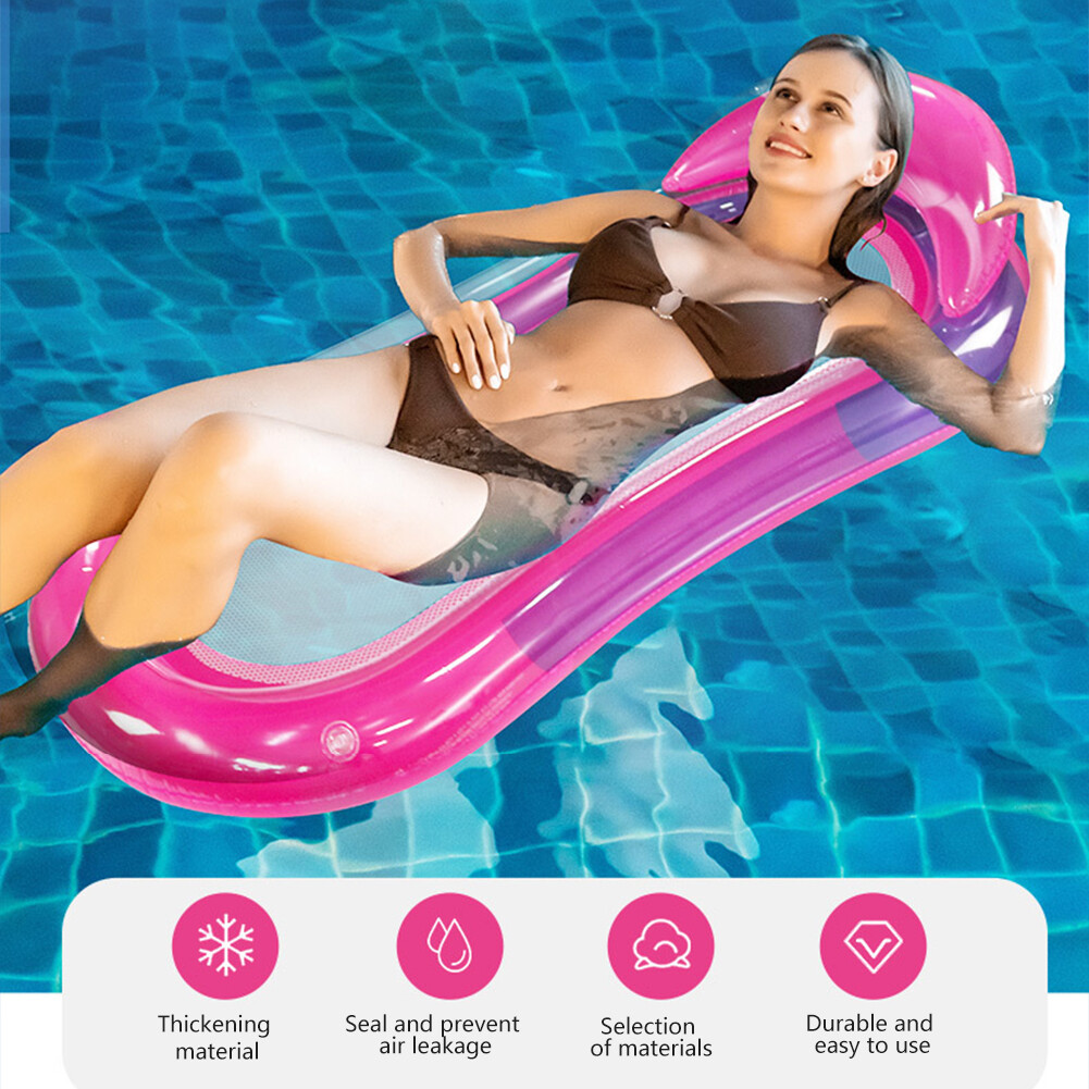 PVC Inflatable Hammock Bed Foldable Water Floating Bed Leak Proof Nozzle Durable Waterproof Wear Resistant Swimming Pool Accessories