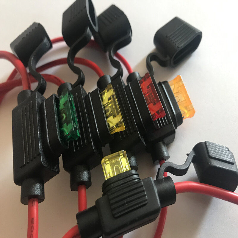 5pcsWaterproof Power Socket Small Blade Type inline InLine Fuse Holders with 10A Fuse auto Car Replacement Fuses length 16AWG