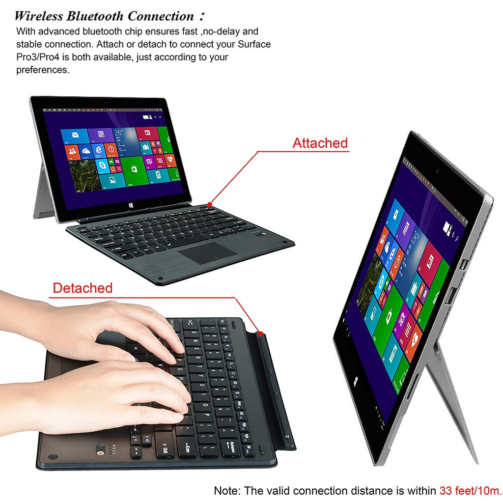 [Hexna] Microsoft Surface Bluetooth Wireless Keyboard for Microsoft Surface Go 1 Go 2 Pro 7 Pro 6 Pro 5 Pro 4 Pro 3 Cover Ultra-