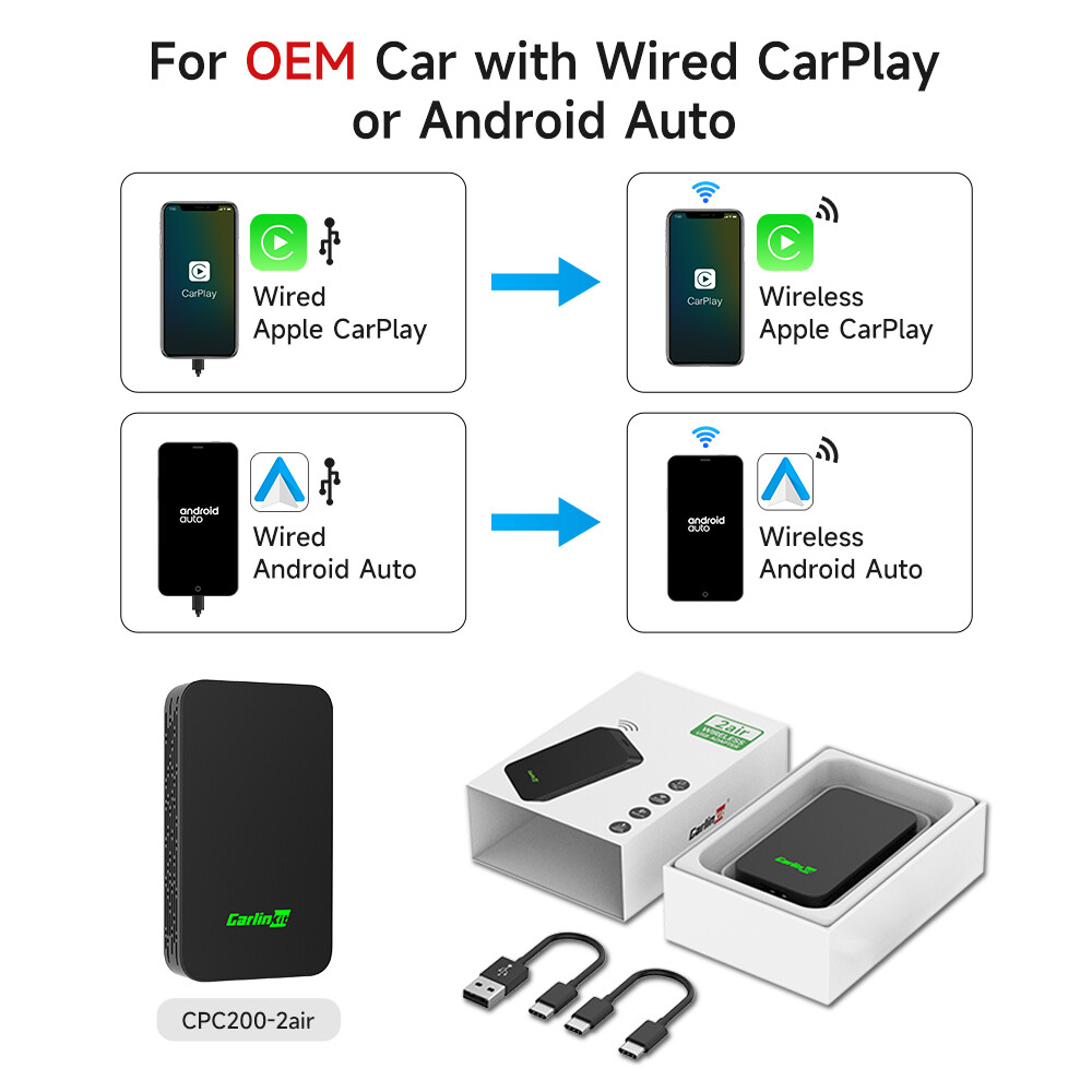 CARLINKIT 2Air-OEM-BK Wireless Android Auto Carplay Adapter