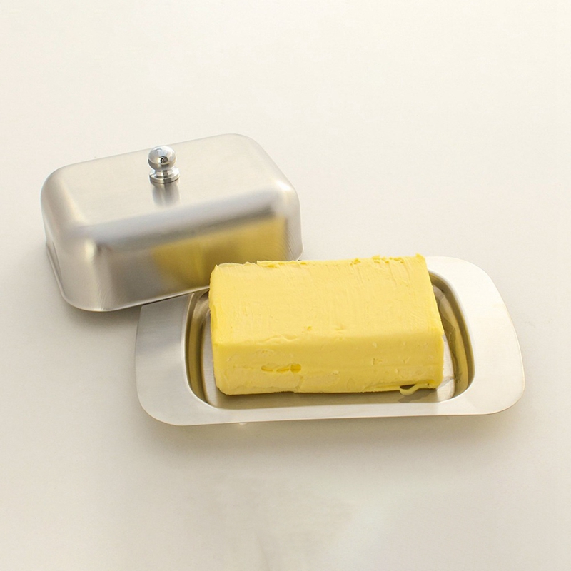 Stainless Steel Butter Dish Box Container Elegant Cheese Server Storage