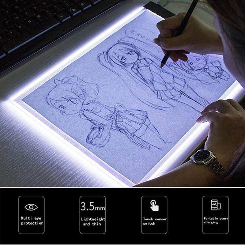 ตำนาน A5 LED ลายฉลุศิลปะสำหรับเล็บกล่องไฟบอร์ด USB การลอกลายภาพวาดตารางแผ่นปรับได้