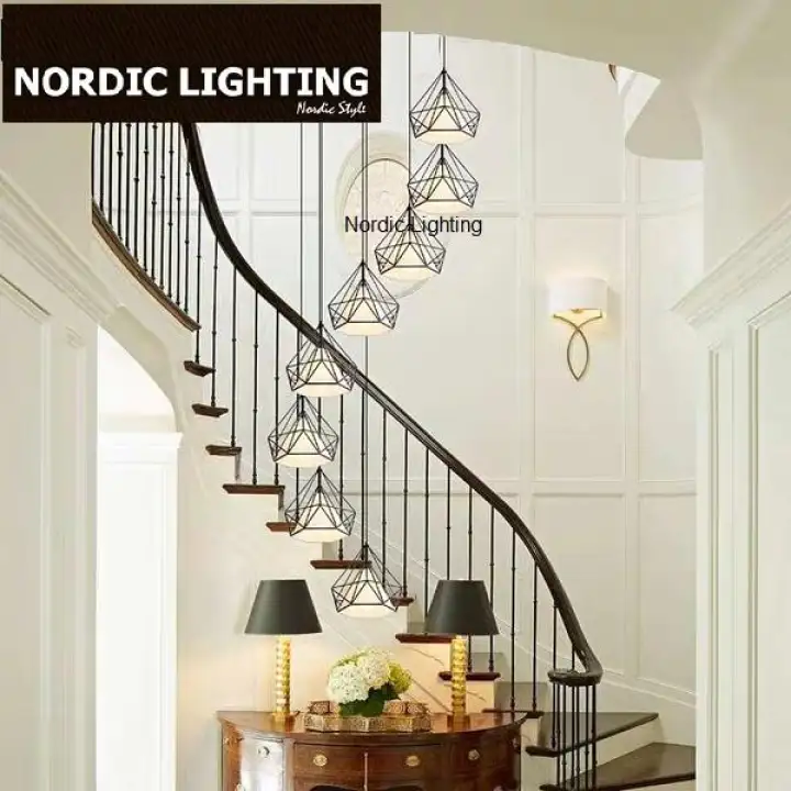 High Ceiling Staircase Lighting Designer Decorative Modern Black