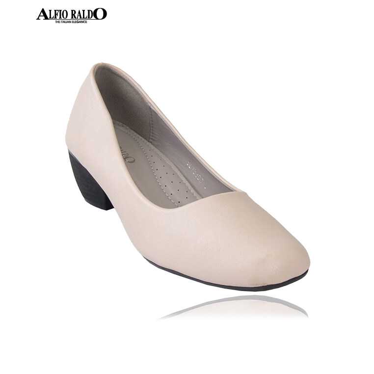 Buy Alfio Raldo Elegant Beige Leather Block Heeled Court Shoes for