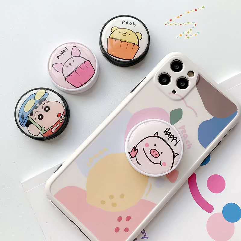 Zeallion Portable Cute Cartoon Silicone fixed Foldable Finger Phone Stand Holder Grip for iPhone Samsung Huawei Oppo Vivo Realme
