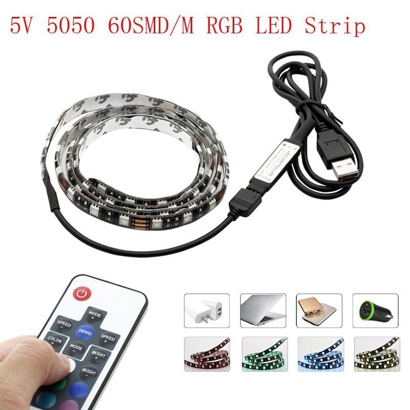 Bảng giá 5V 5050 60SMD/M RGB Dây Đèn LED Ánh Sáng Thanh Tivi Lưng Chiếu Sáng + Tặng USB Điều Khiển Từ Xa Phong Vũ