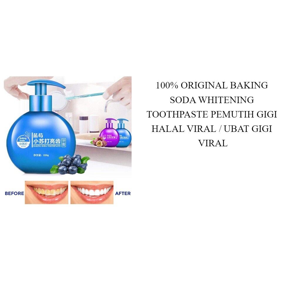 100 ORIGINAL BAKING SODA WHITENING TOOTHPASTE PEMUTIH GIGI HALAL VIRAL