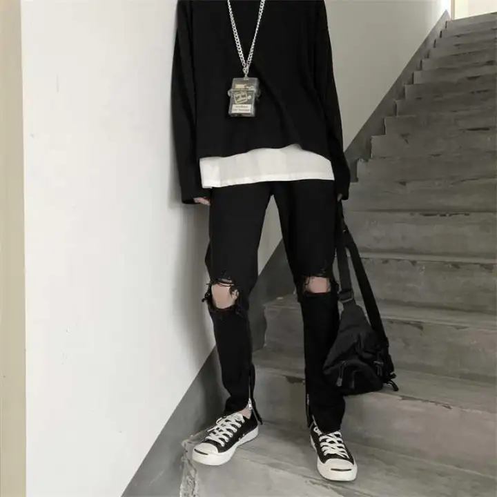 black big ripped jeans