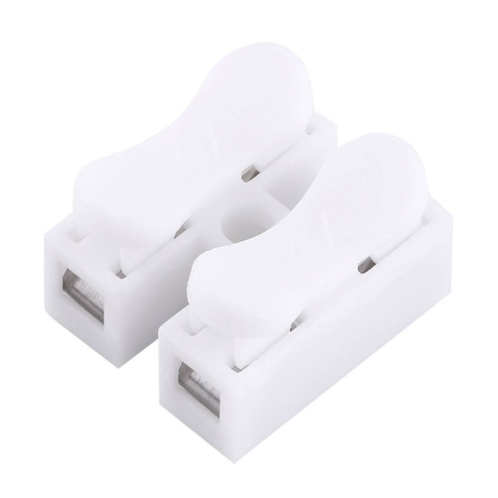 100pcs 10A Quick Terminal 220V 2 Pin Push Quick Wire Cable Connector White Wiring Terminal