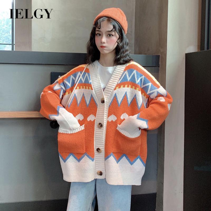 IELGY sweater women loose cardigan easy to wear Korean version thick