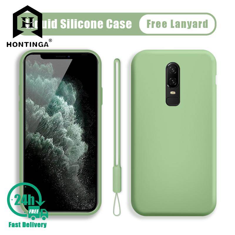 Hontinga Casing For OnePlus 6 Case Original Liquid Silicone Case Soft Slim Cover One Plus 6 Cases Coque Funda Shockproof Casing Back Cover