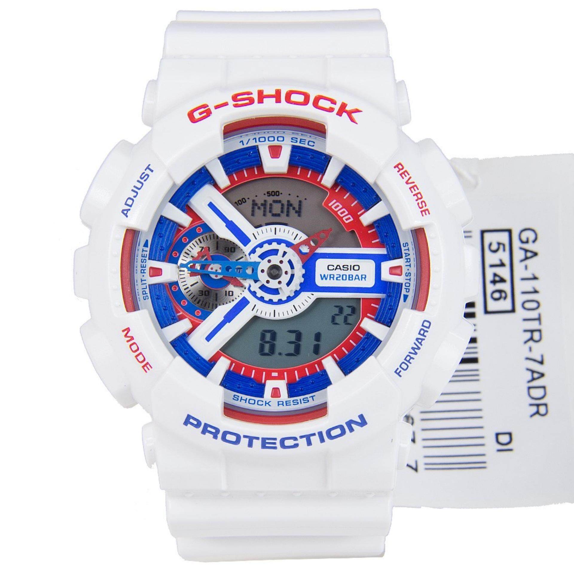 g shock red white blue