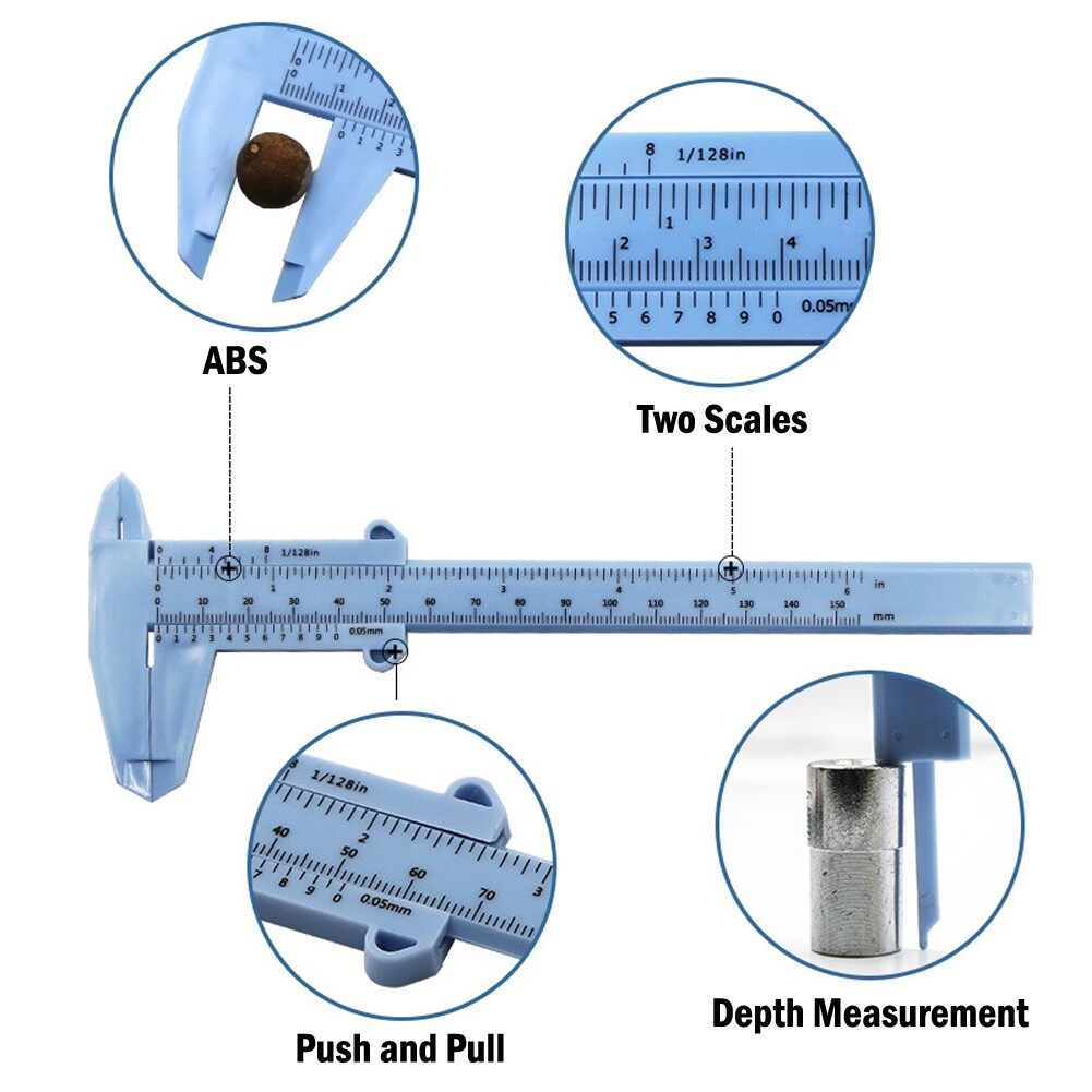 Black-Vernier Calipers Double Rule Scale Plastic Height Measure-Tool 0-150mm