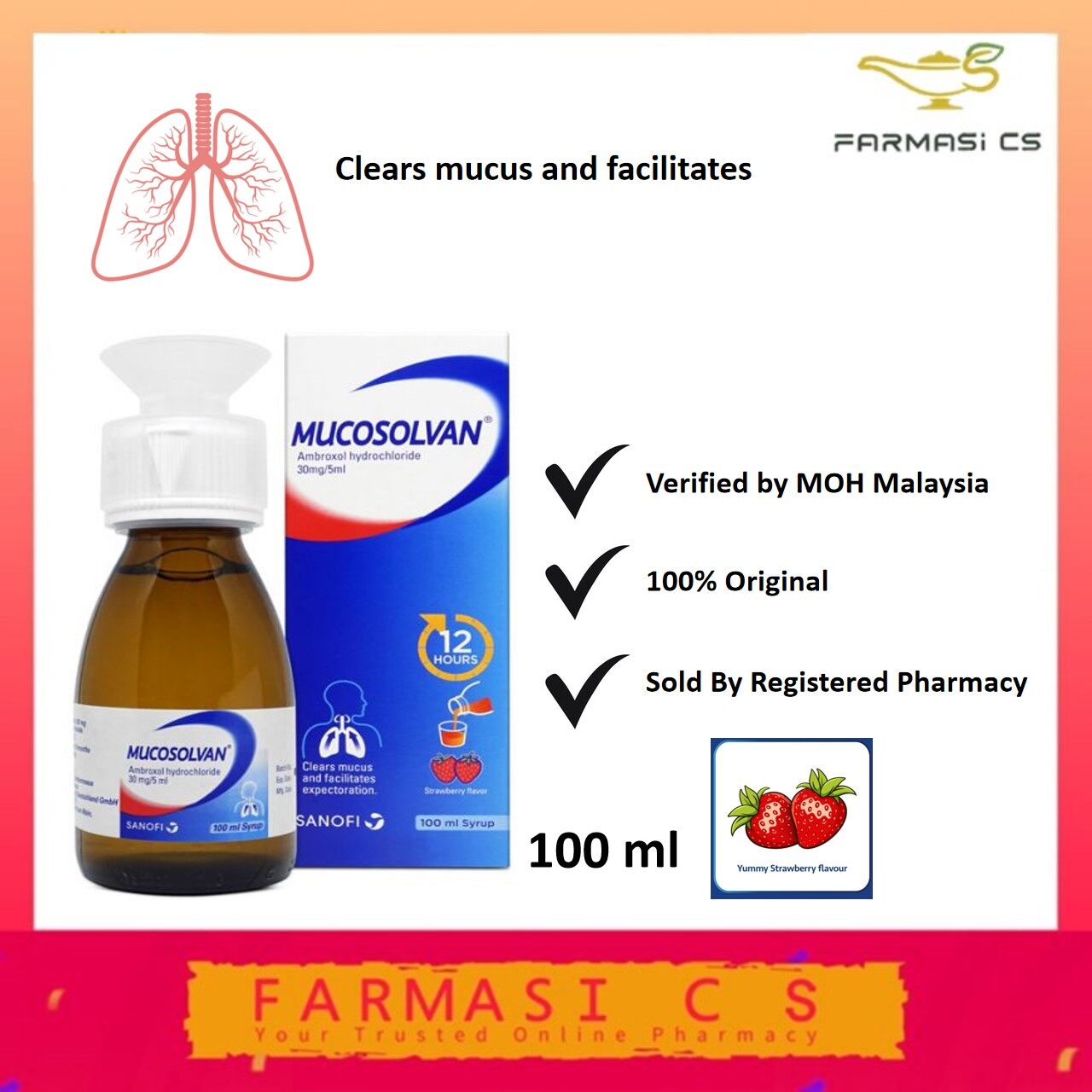 Mucosolvan Liquid For Phlegm/Cough Syrup 100ml EXP10/2025 [relief