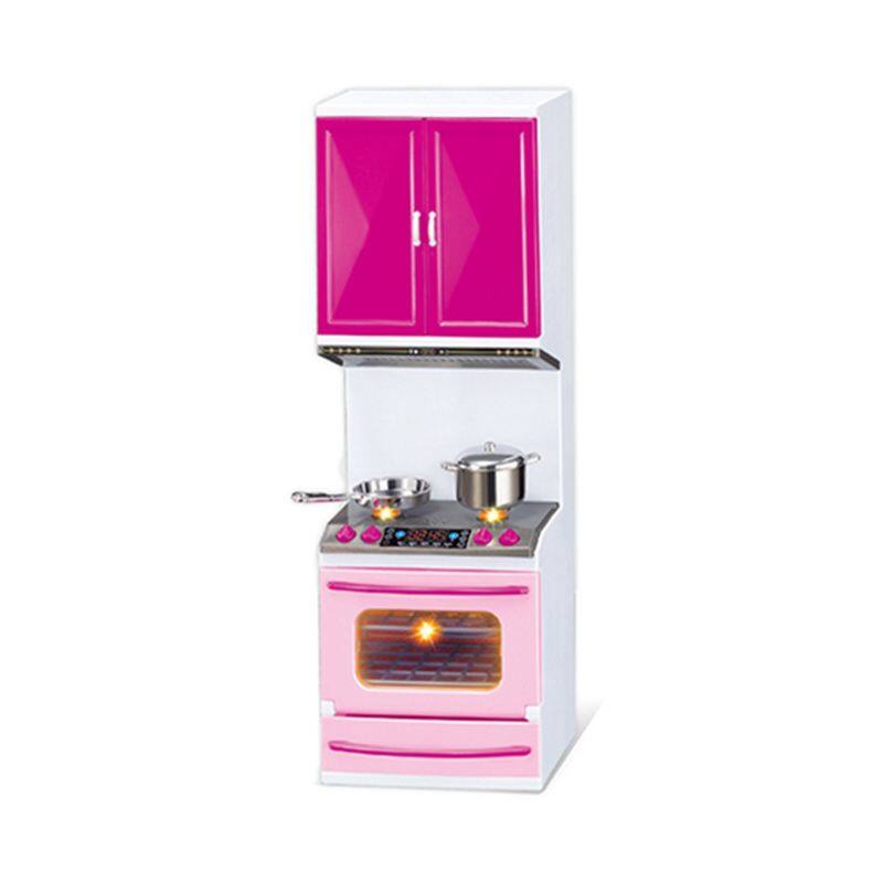 Simulation Kitchen Cabinets Set Children Pretend Play Cooking Tools Mini Dolls Tableware Suits