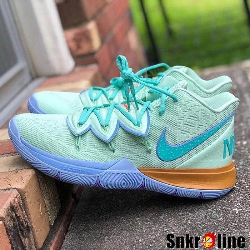 Asli NIKE_Kyrie_5 X SpongeBob Squidward Edisi Pria Sepatu Basket Otentik Wanita 'S Sneaker Anak Laki-laki Anak Perempuan GS # CJ6951-300 # CJ6950-300 # CJ7227-300