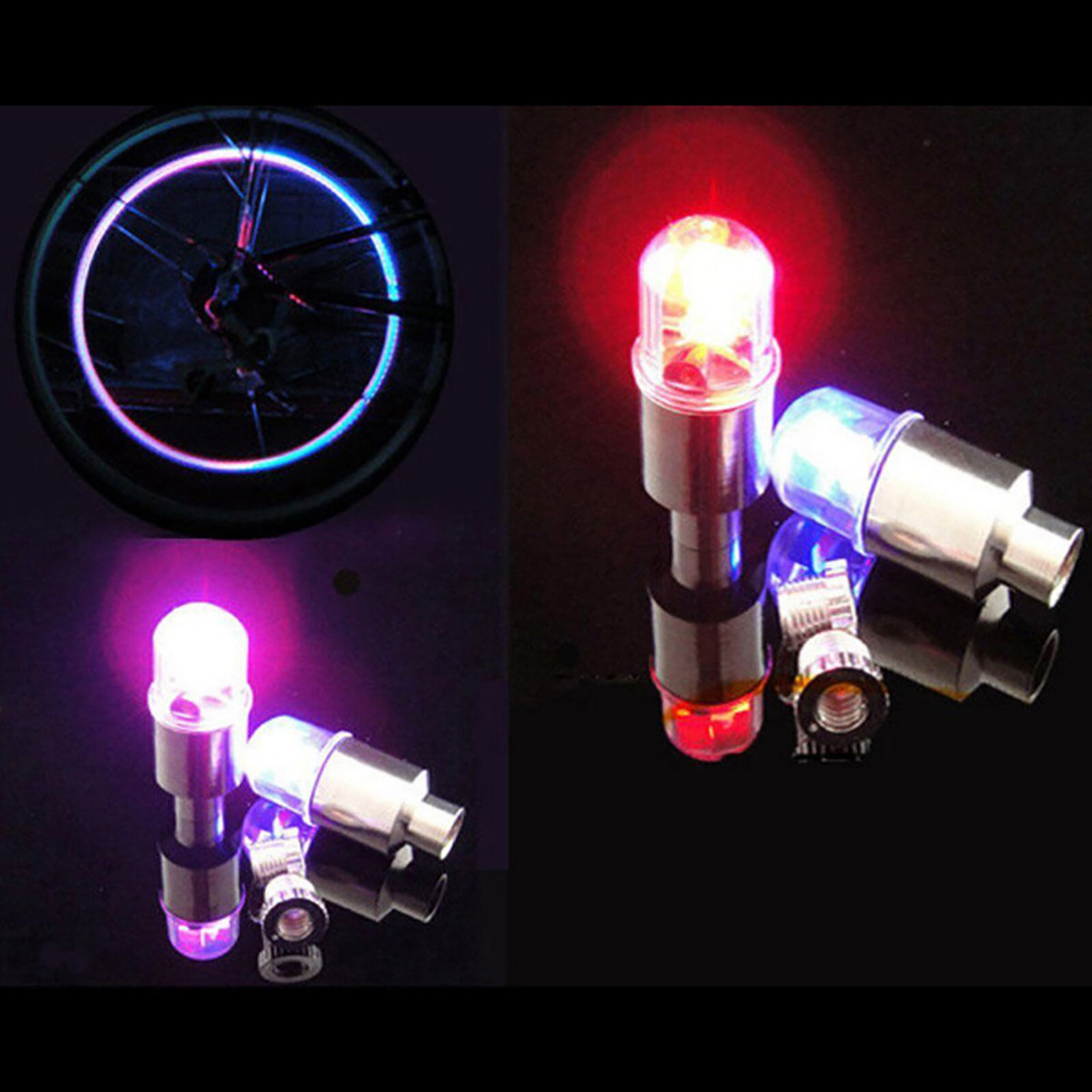 Nắp Van Bánh Xe Đèn LED Cảm Biến Rung-Hợp Kim Chịu Lực Đèn Gắn Mũ Xe Đạp Thông Dụng Ngoài Trời