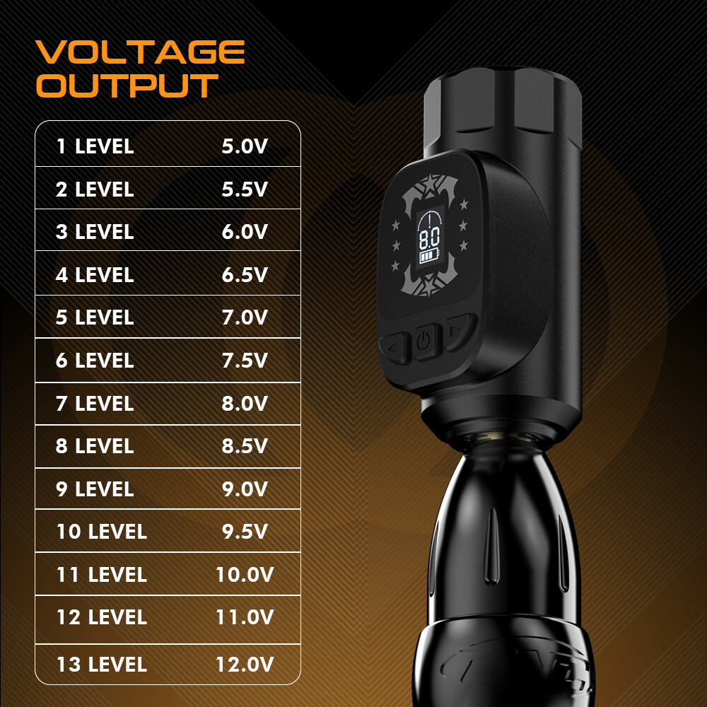 STIGMA Wireless Tattoo Power Supply RCA LCD Display Large Capacity Machine Battery Adapter