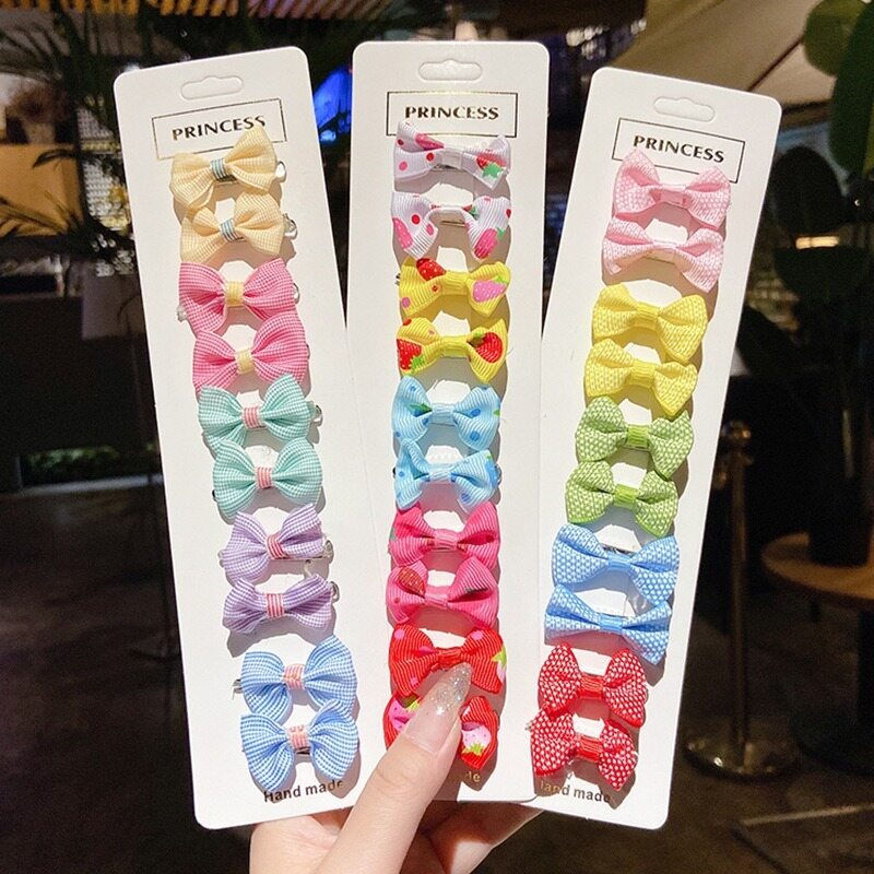 10 Pcs Baby Hair Clip Set Cute Bowknot Color Headdress