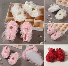 Cherful655 giày bé gái sơ sinh màu hồng dễ thương, giày vải mềm viền ren hoa chống trượt – INTL