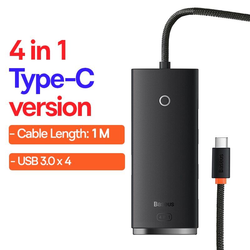 Baseus usb type-c hub 4 usb 3.0 ports usb-a to type c hub type c to usb adapter for computer laptop macbook pro air usb splitter