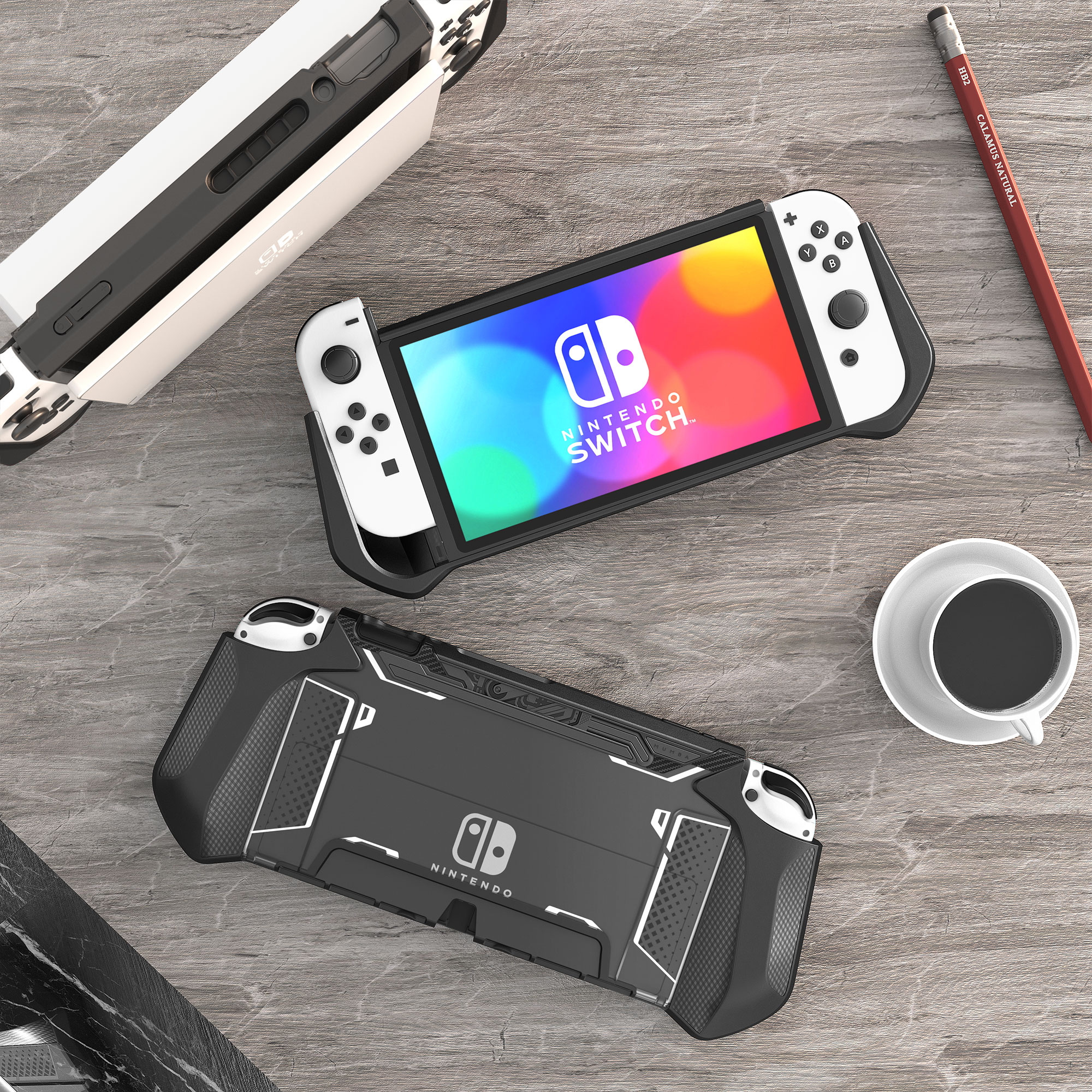 Mumba Dockable Trường Hợp Đối Với Bộ chuyển đổi Nintendo Oled 2021 Blade Series TPU Grip Bảo Vệ Bìa Phụ Kiện Tương Thích Với 7 Inch Và Joy-Con Điều Khiển