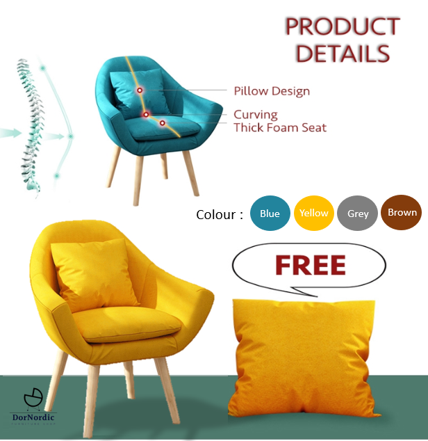 Dornordic One Seater Sofa Chair With Solid Wood Leg High Quality Cotton Free Pillow Lazada