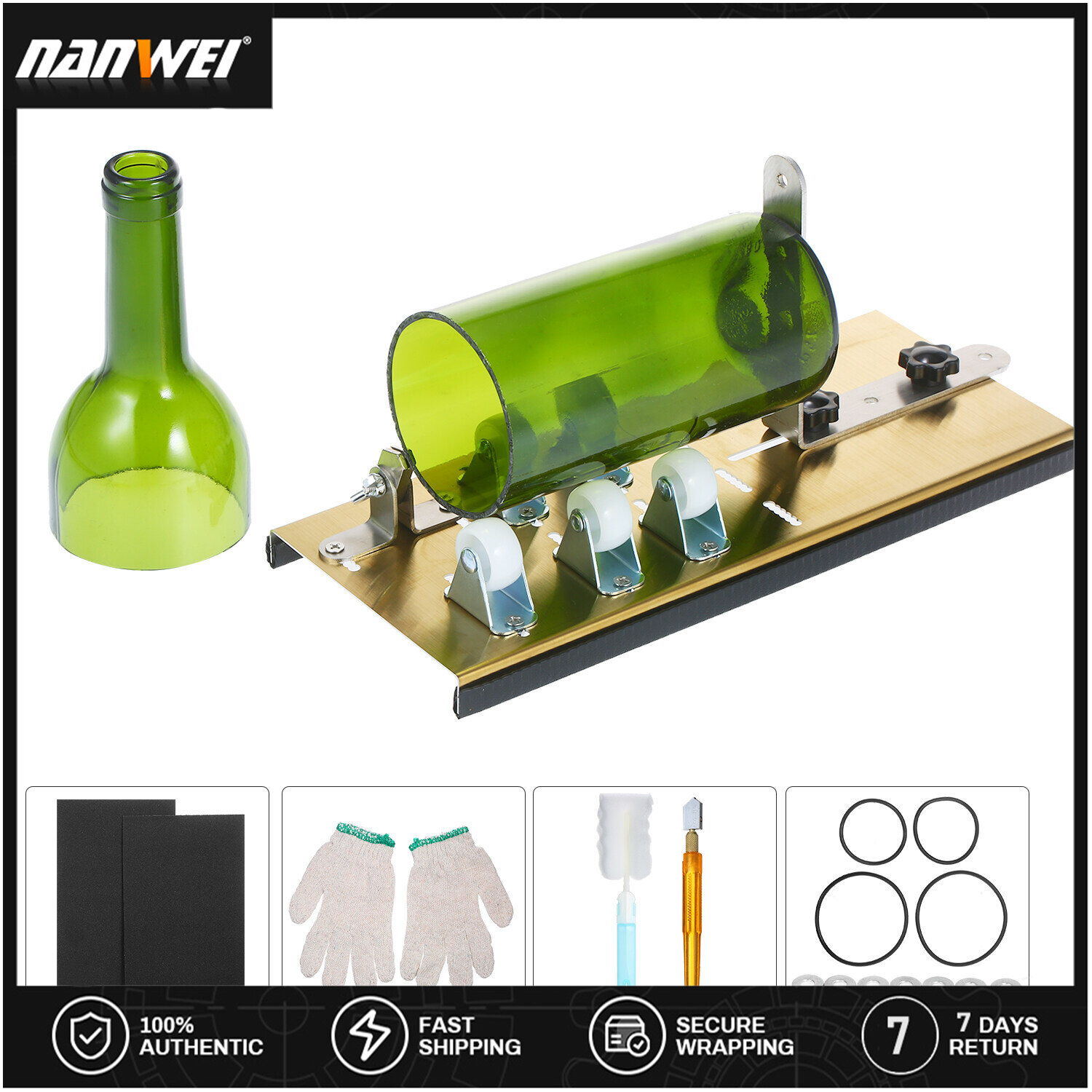 Glass Bottle Cutter Kit Bottle Cutter DIY Machine for Cutting Round Oval Bottles and Mason Jars with Gloves Sanding Paper Fixing Rubber Ring and Pencil Glass Cutter for Bottle DIY Art