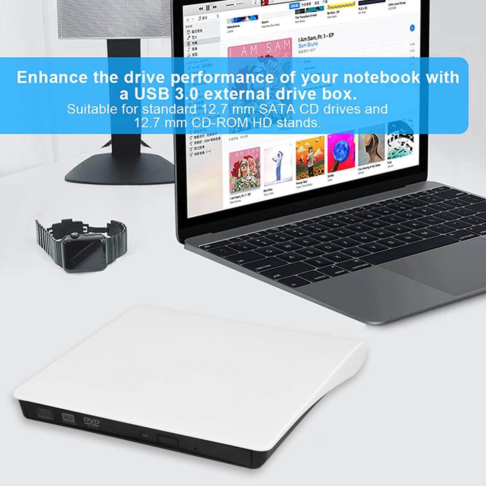 Chống trượt USB 3.0 SATA DVD gắn ngoài CD-ROM RW Máy nghe nhạc Ổ đĩa quang vỏ ngăn