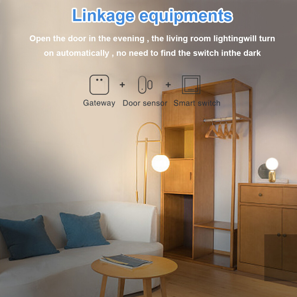 Jiuch Tuya WiFi / ZigBee Door Sensor Smart Home Security Window Detector Wireless Automatic Sliding Door Magnetic Contact Sensor Smart Home Wireless Door Detectors Open/Close APP Remote Alarm For Alexa Google Home