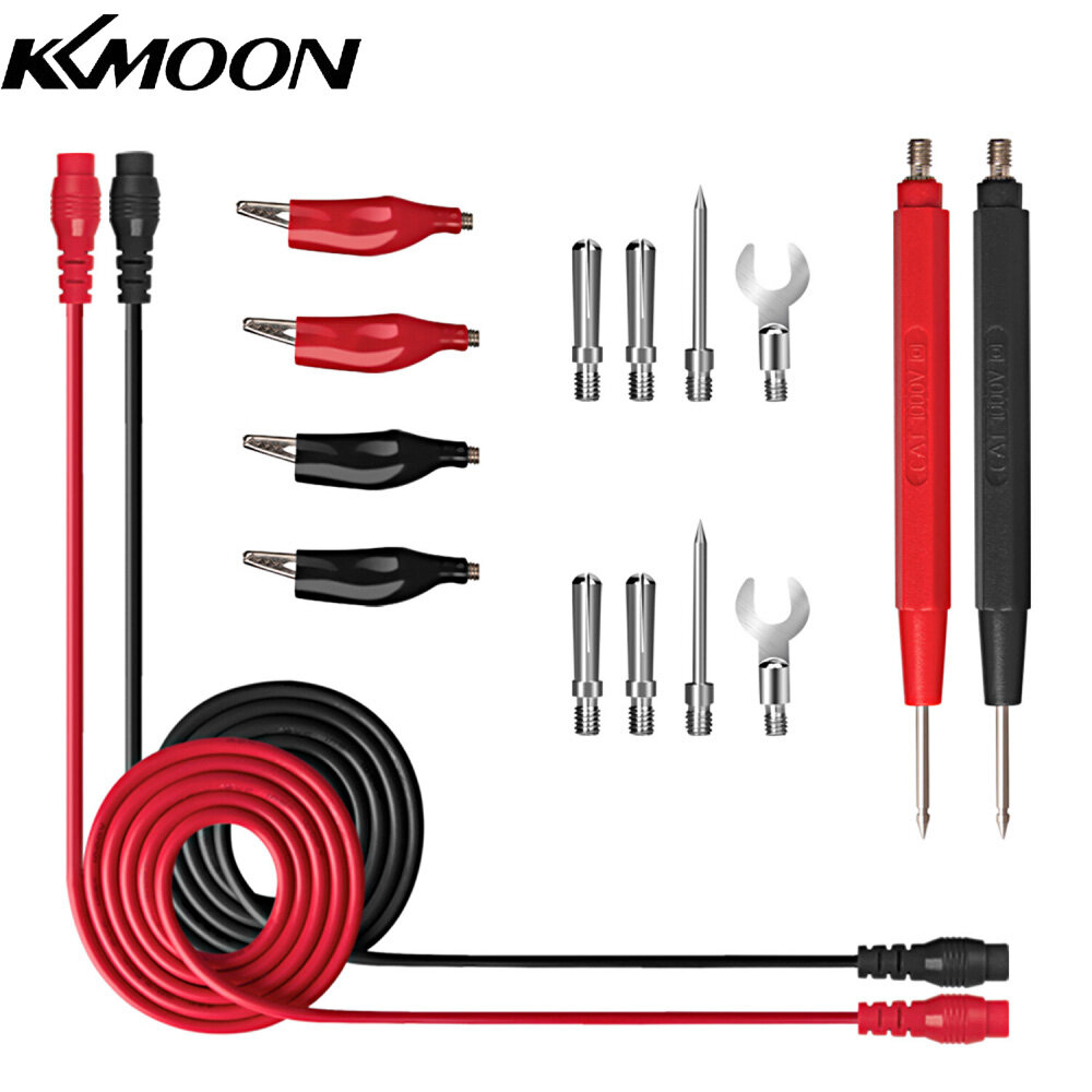 KKmoon 16Pcs Multifunctional Digital Test Lead Set Super Sharp Tips Silicone Test Lines Electronic Test Probe Kit