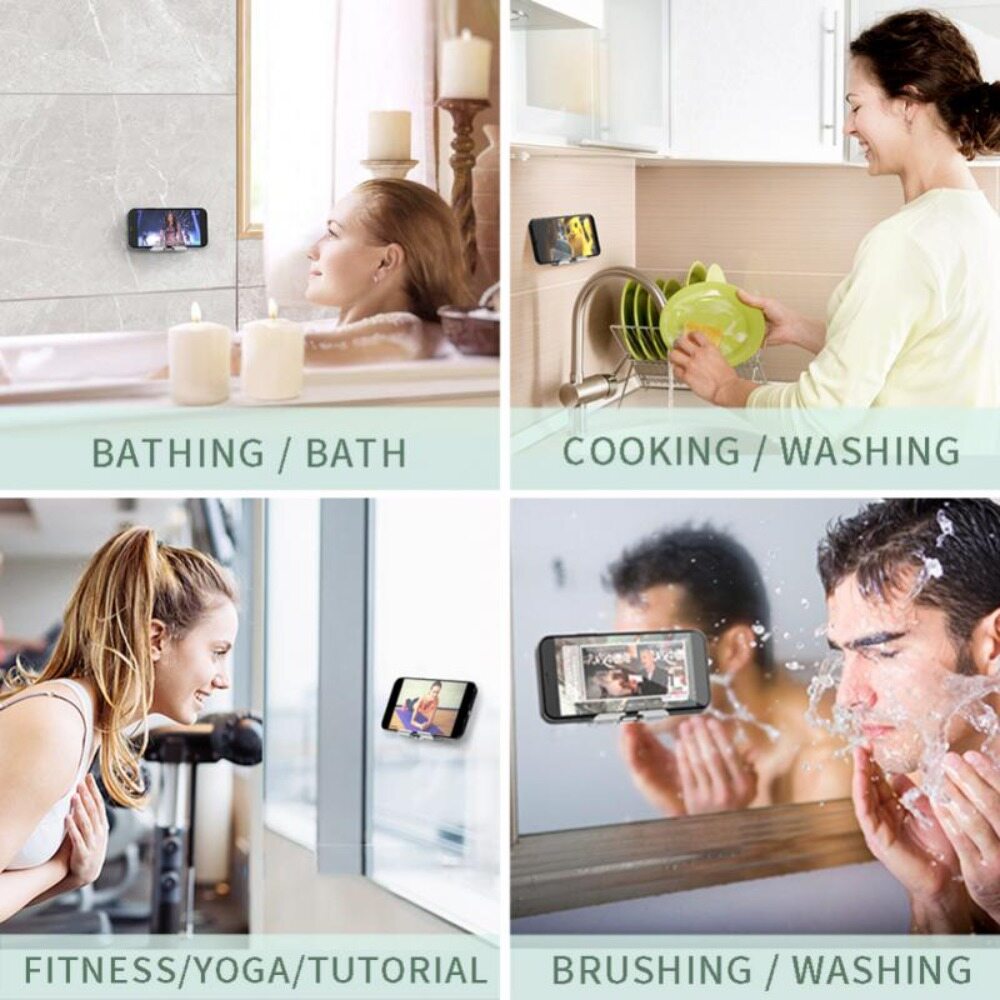 FANTAISY Creative Metal Wall Mounted Suction Cup Adjustable for Bathroom Bedroom Kitchen Mobile Phone Holder Cellphone Stand Smartphone Stand Cell Phone Holder