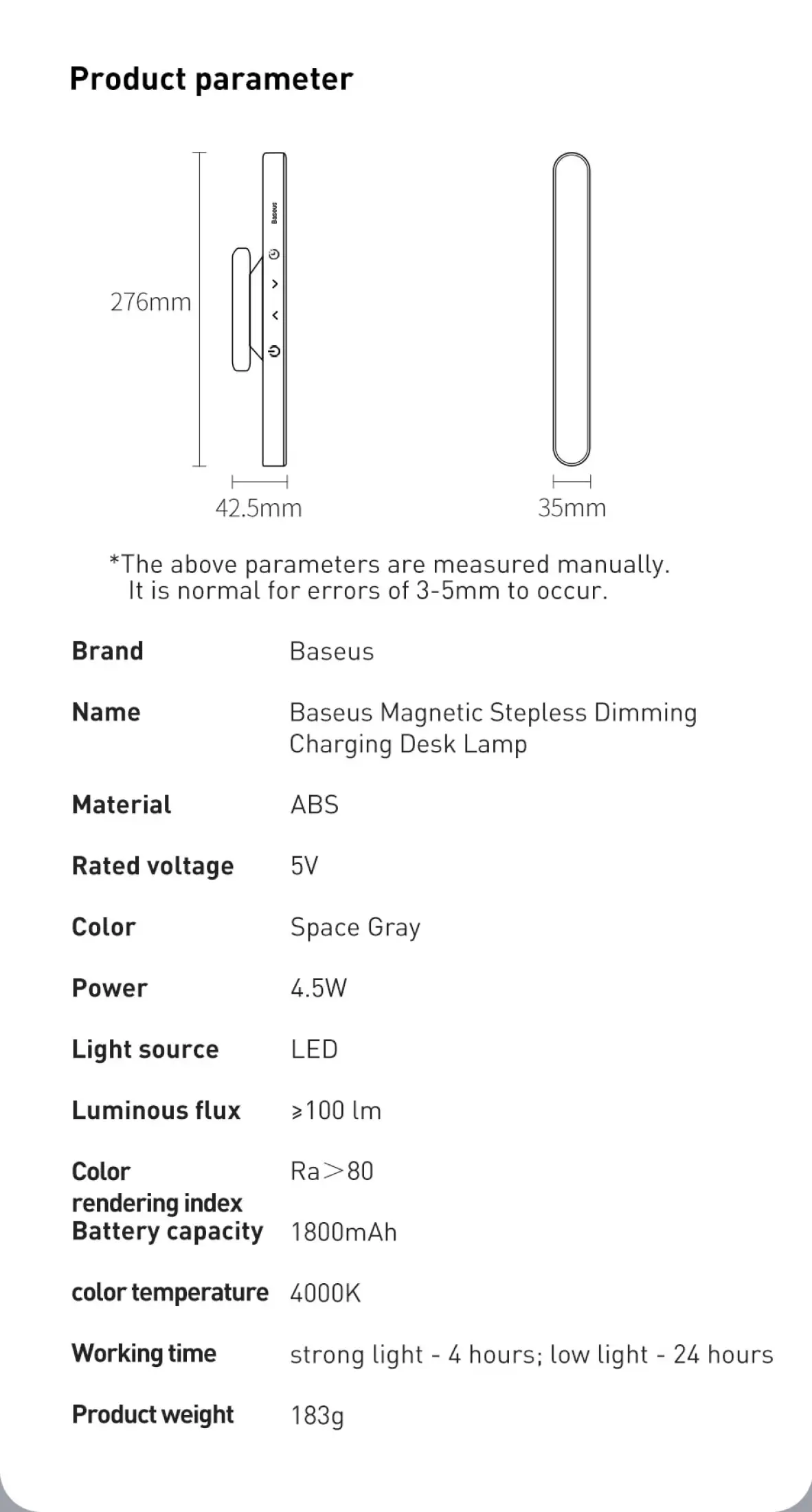 Baseus Magnetic Stepless Dimming Charging Desk Lamp Rechargeable Night Lamp 17