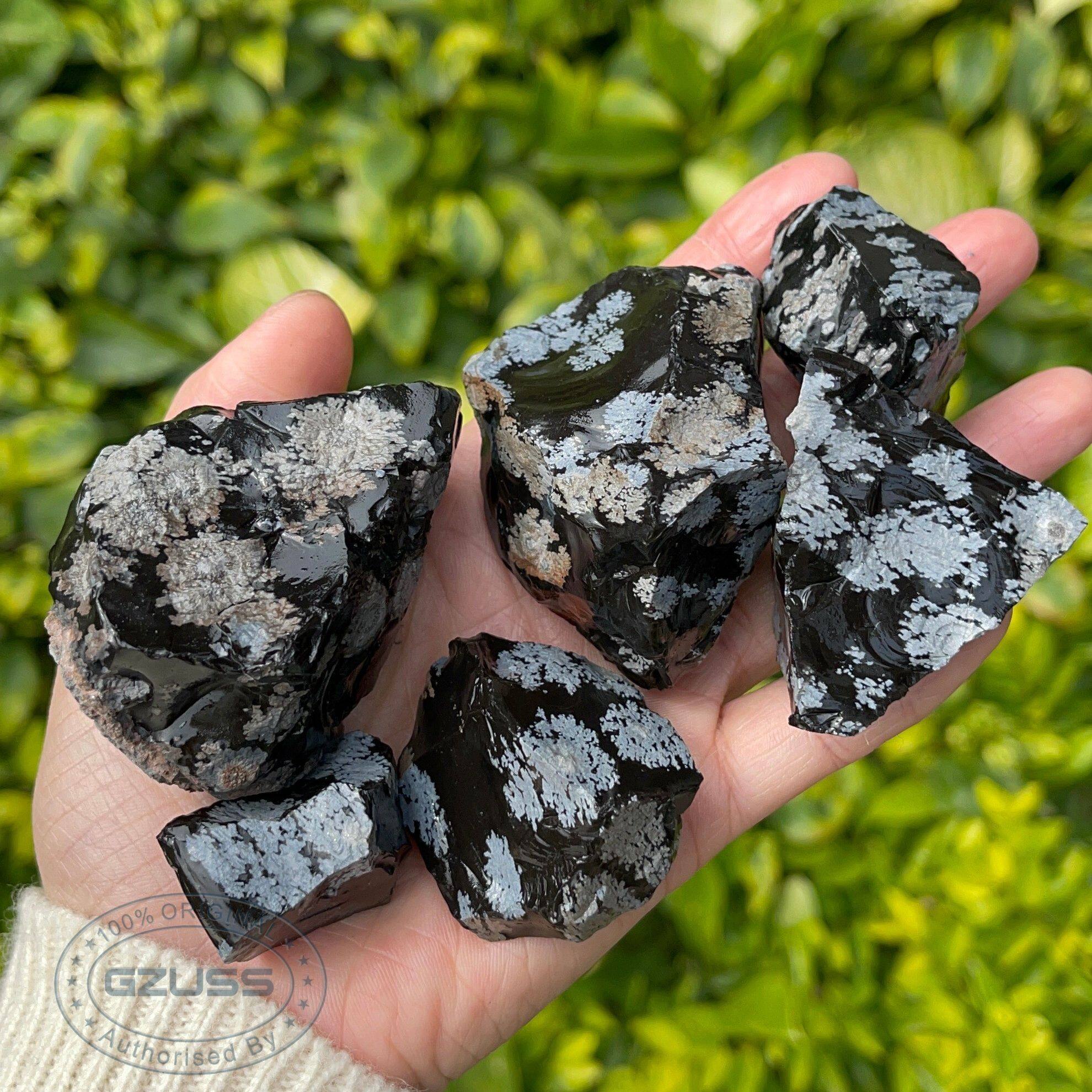 Raw Snowflake Obsidian Crystal Rough Stones - Healing Crystals and Stones - Raw Snowflake Obsidian Stone Raw Crystals and Stones