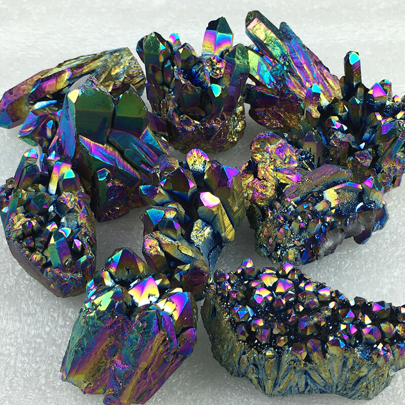 BOKALI（Random shape） 30g Quartz Crystal Rainbow Titanium Cluster VUG Mineral Specimen Reiki Healing