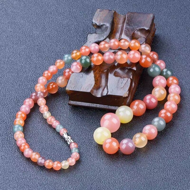 Natural colored Agate Necklace Yanyuan Agate Necklace tower bead exquisite gift