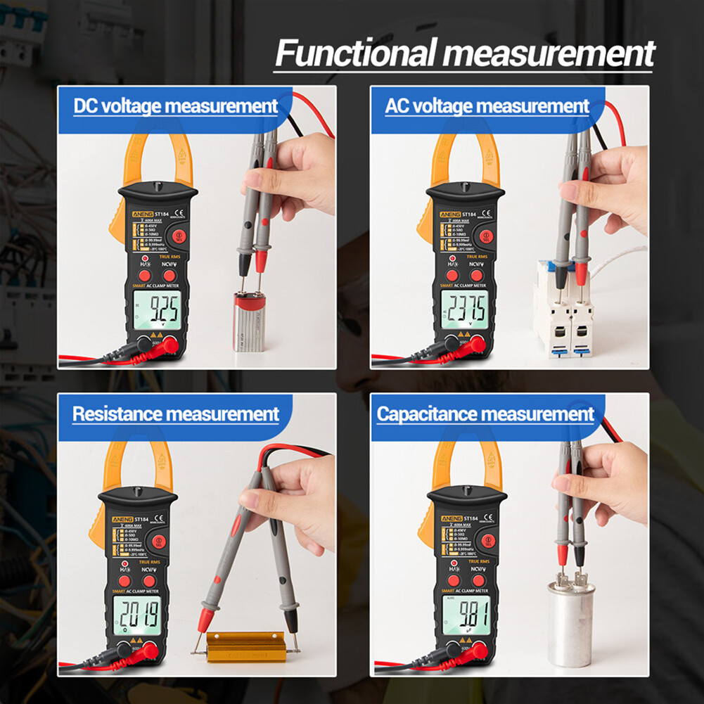ST184 Digital Clamp Meter Multimeter True RMS AC/DC Voltage Current Tester