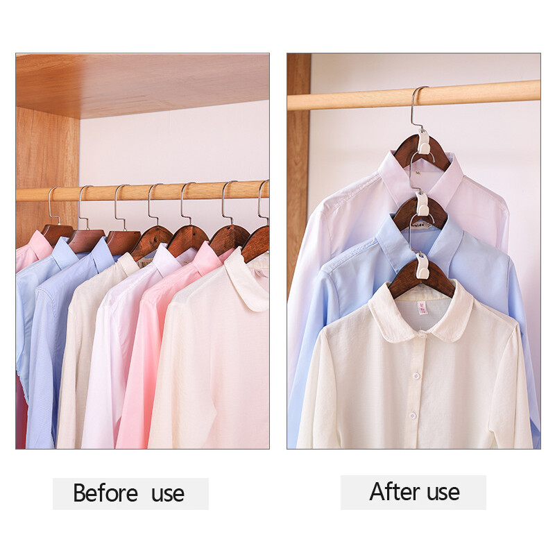 Houseeker 6pcs Wardrobe Space-saving Hanger Hook Coat Hook Plastic Closet Stack Hanger Rack Bedroom Storage Wardrobe Organizer