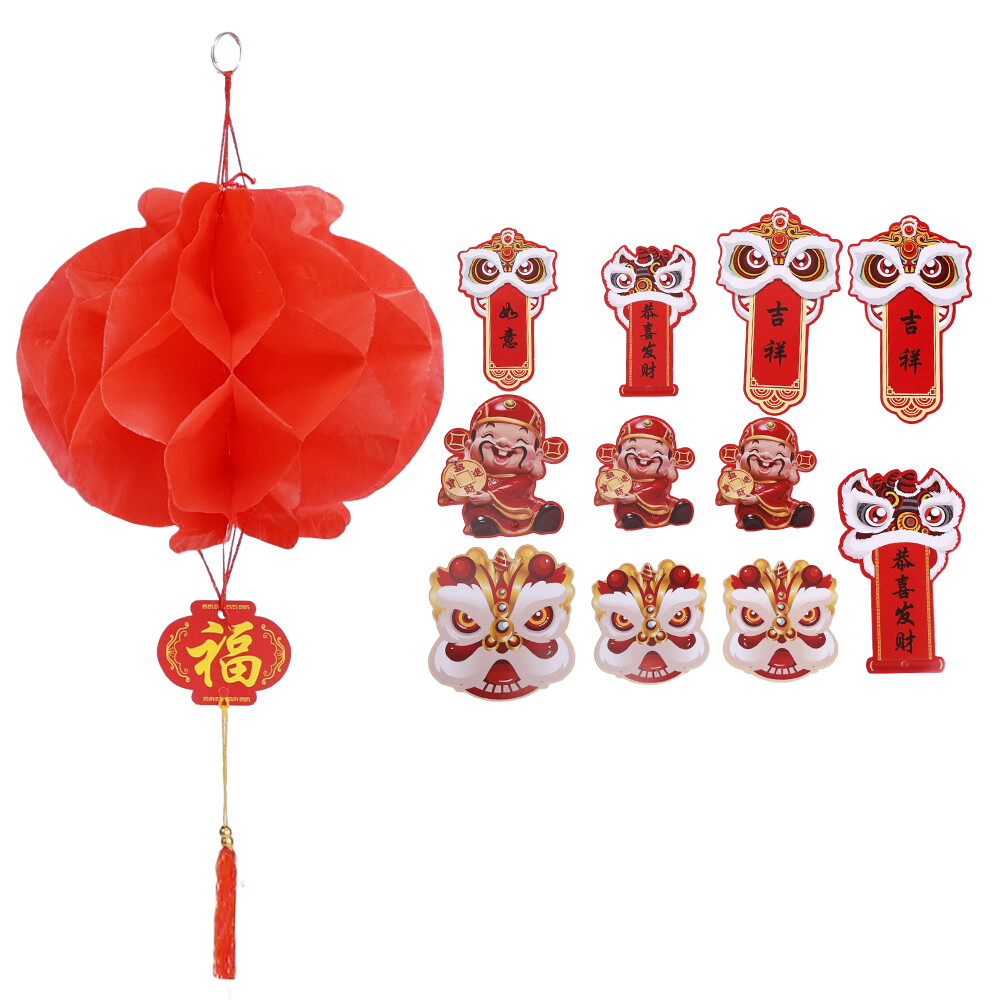 5/10Pcs 2024 Dragon Year Red Paper Lantern Pendant Honeycomb Hanging Lantern Spring Festival Home Decorative Supplies
