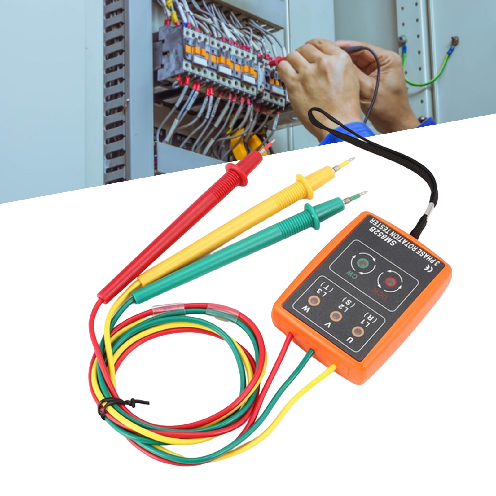 BDZL SM852B Digital Phase Detector Professional Intelligent Dual-use Accurate High Performance Check Phase Sequence Portable 3 Phase Rotation Tester Indicator LED Buzzer for Industry Phase Sequence Meter