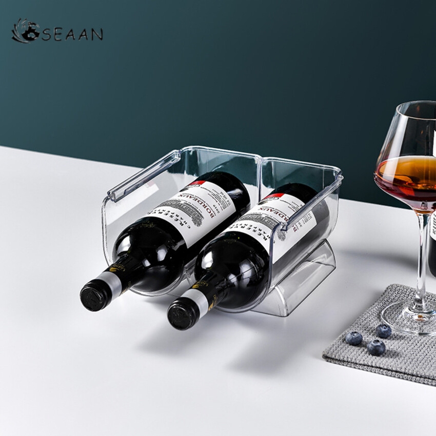 Giá rượu Stackable giữ rượu vang nhà bếp lưu trữ chai Giá tủ lạnh tổ chức có thể chai rượu bia chủ Giá ngăn