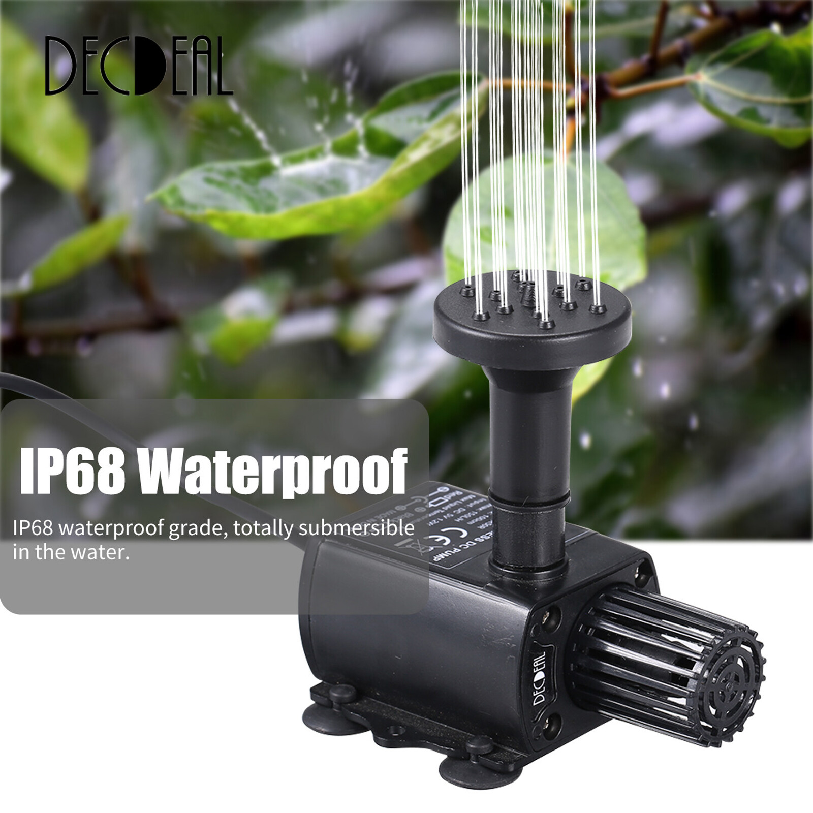 DECDEAL USB Brushless Water Pump with Nozzles Strainer Ultra-quiet Mini DC5V Micro Brushless Water Oil Pump Waterproof Aquarium Pond Circulating 150L/H 1.2W Lift 3.28ft