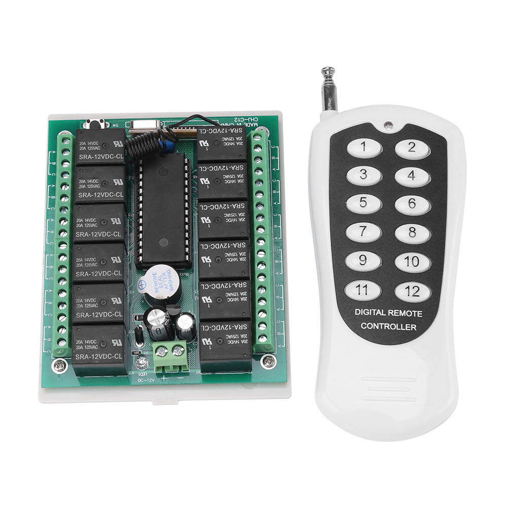 DC 12V 12 kênh Relay RF chuyển đổi điều khiển từ xa Transmitter + Receiver 315Mhz Hot